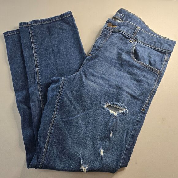 New York & Company Jeans Women's 18 Blue Distressed Low Rise*** Slim Slouch Leg - Picture 7 of 16